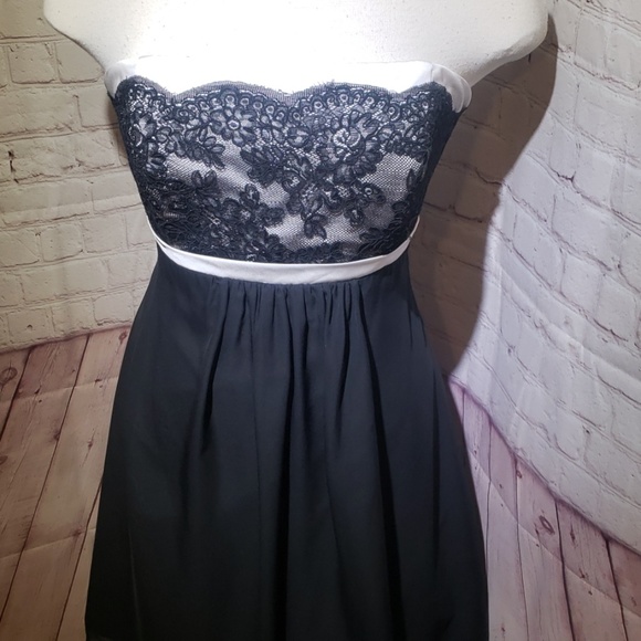 Bridesmaid dress black and white with lace - Picture 4 of 4